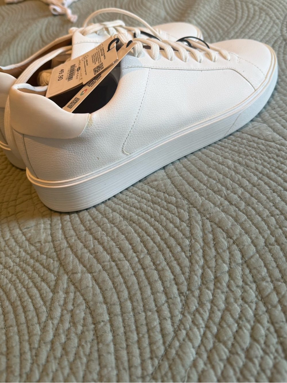Zara Men's White Platform Lace-Up Sneakers